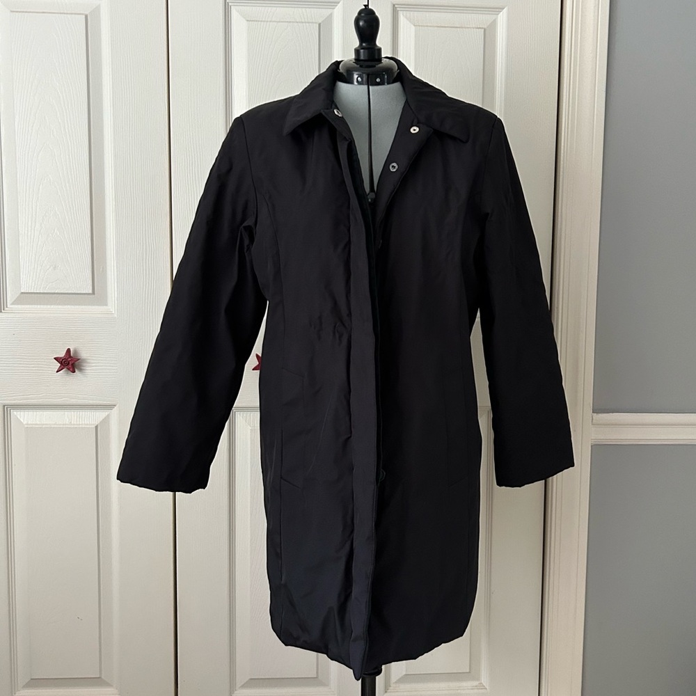 Jones New York quilted inside black long puffer jacket